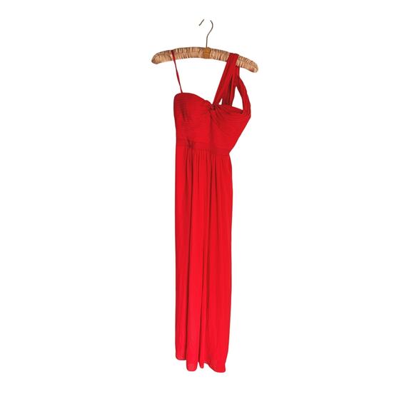 BCBGMAXAZRIA Jamille One-Shoulder Chiffon Evening Gown Red Berry 0 Formal Event - Picture 9 of 10